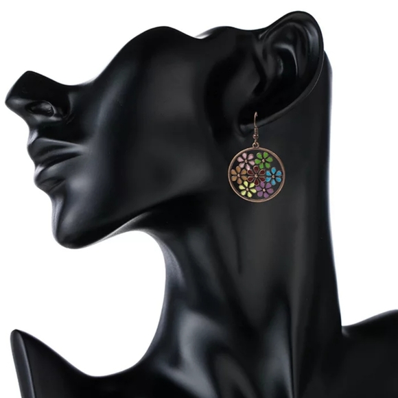 Floral Boho Dangle Earrings - Picture 3 of 4